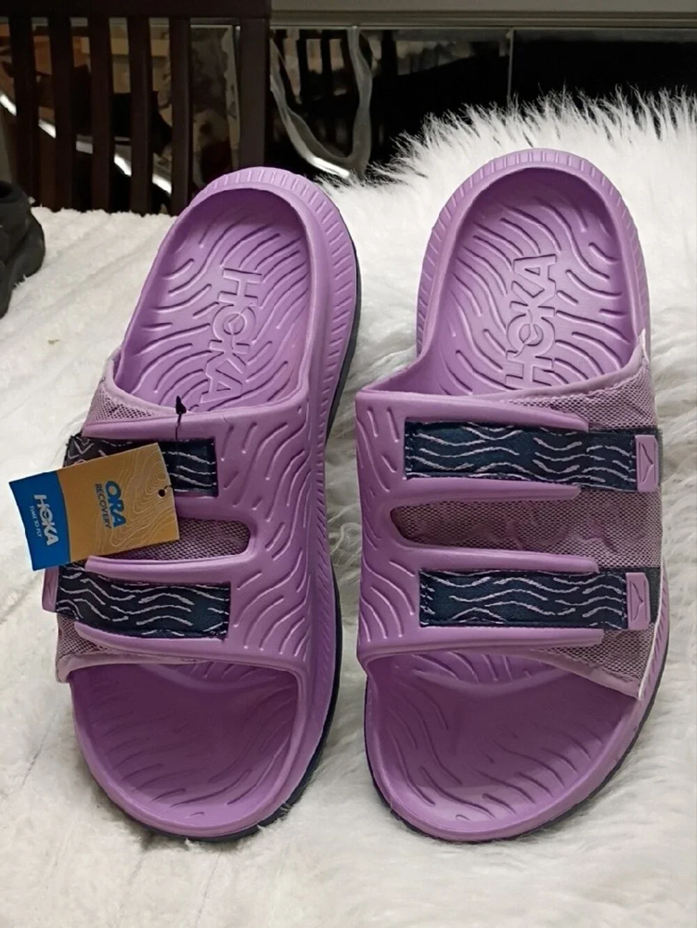 New Hoka One One Ora Recovey Slide Slip-On Sandal Violet Bloom Mens 12/Womens 14